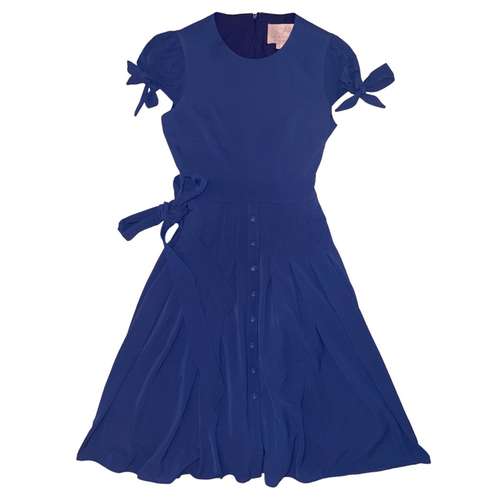 Gal Meets Glam collection women’s blue button down sleeve tie maxi dress size 0